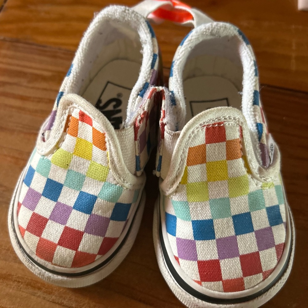 Vans Red and Pink Checkered Sneakers